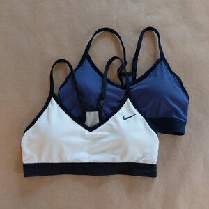 Set of 2 Nike Dri-Fit Sports Bras Blue and White Women's S/XS